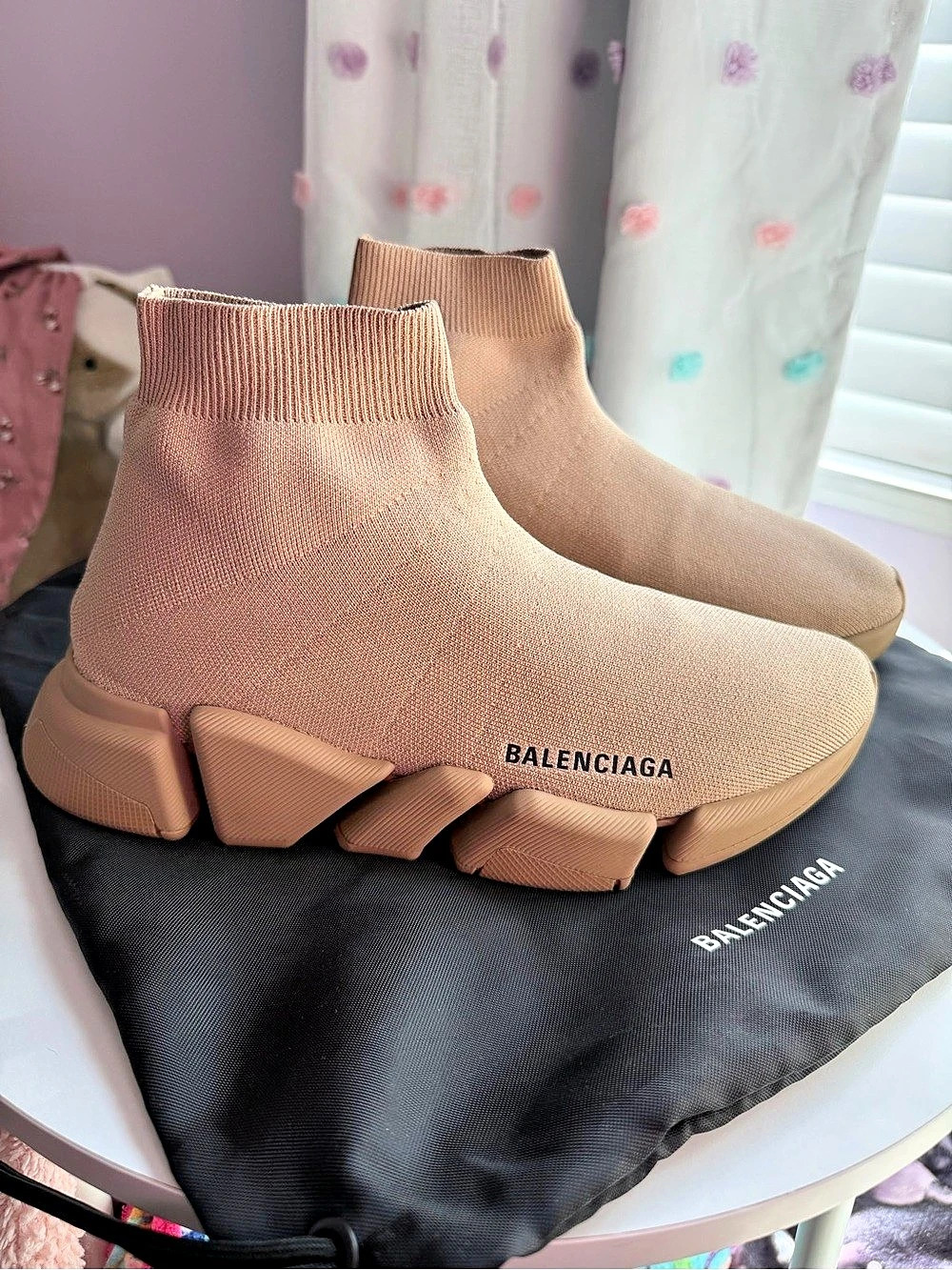 Balenciaga Speed 2.0 Knit Sock Sneakers Tan US 10Like New